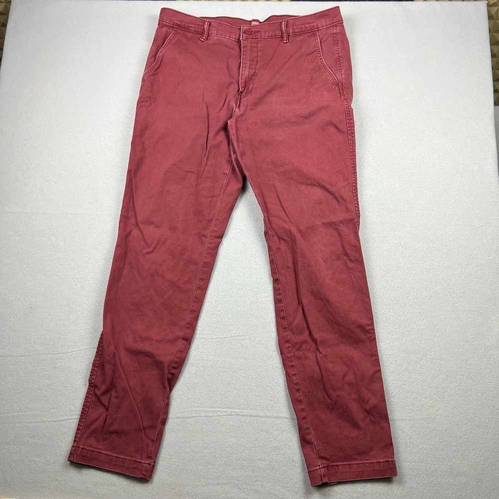 Levis Mens 36x34 Burgundy Red XX Chino Twill Relaxed Taper Stretch Pants 5373